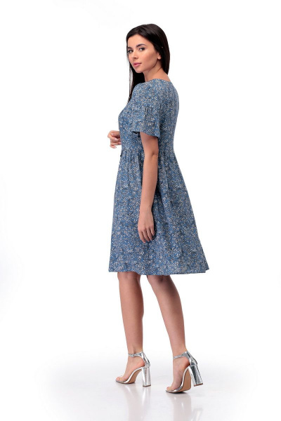 Платье Мишель стиль 776 голубой+цветы - фото 2