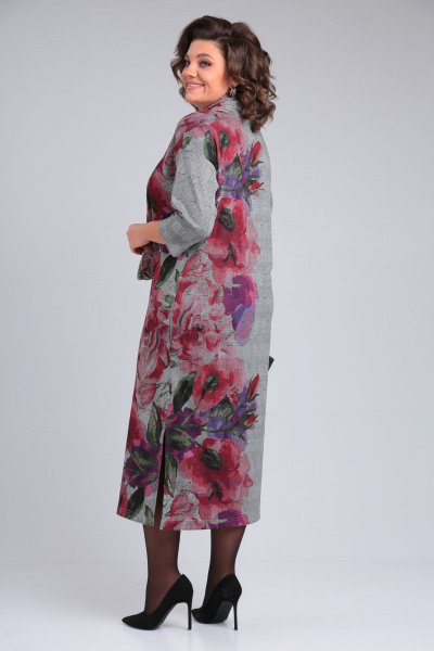 Платье Michel chic 2152 серый-лиловая-роза - фото 6