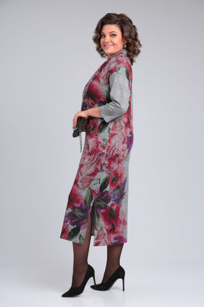 Платье Michel chic 2152 серый-лиловая-роза - фото 5