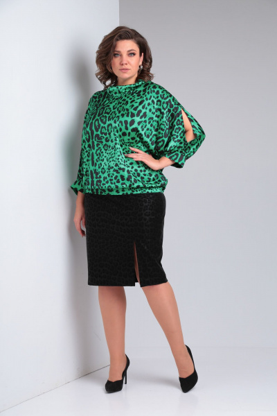 Блуза, юбка Immi 2034 зеленый-черный - фото 3