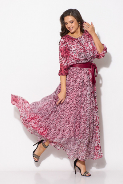 Платье Anastasia 1065 розовый(принт_лоепард) - фото 5