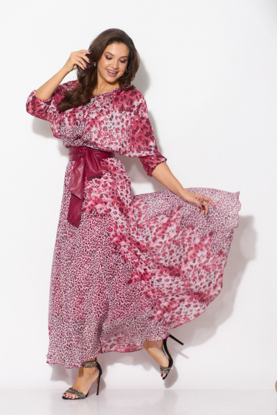 Платье Anastasia 1065 розовый(принт_лоепард) - фото 4