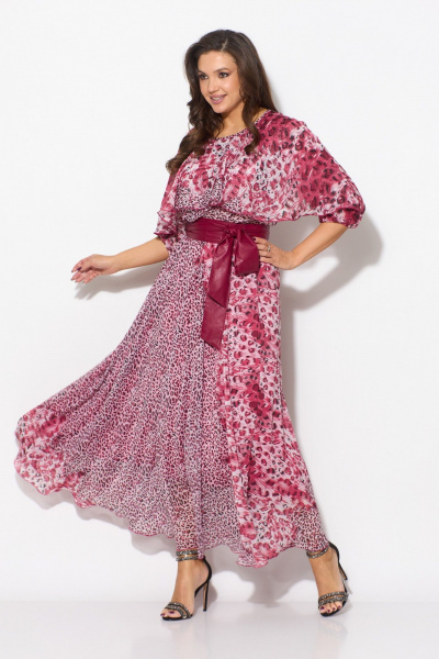 Платье Anastasia 1065 розовый(принт_лоепард) - фото 3