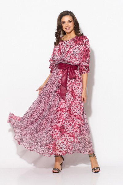 Платье Anastasia 1065 розовый(принт_лоепард) - фото 2