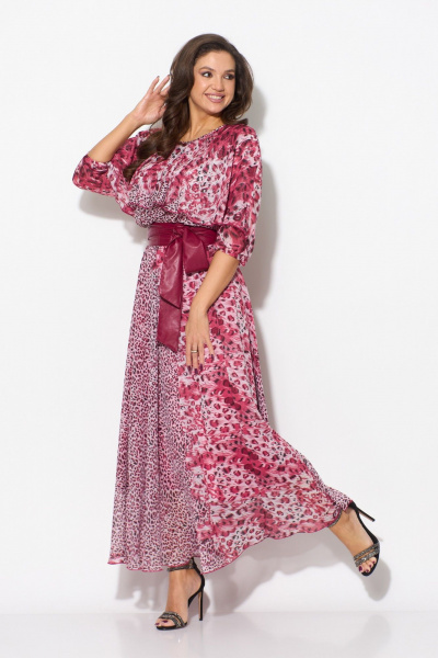 Платье Anastasia 1065 розовый(принт_лоепард) - фото 1