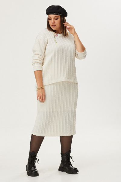 Лонгслив, юбка BegiModa 3050 топлёное_молоко - фото 7