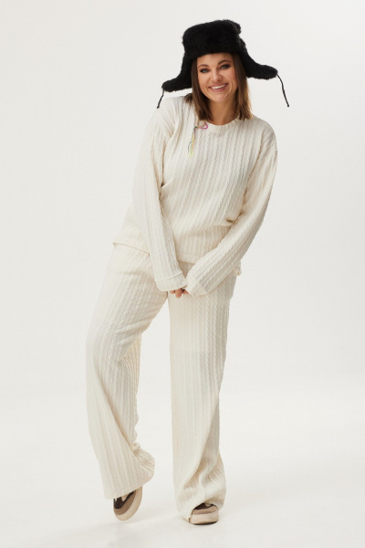 Брюки, лонгслив BegiModa 3051 топлёное_молоко - фото 1