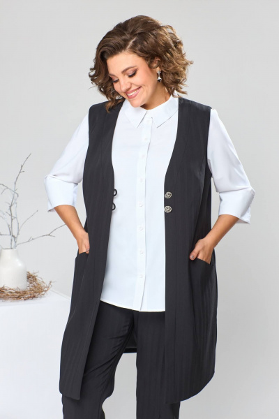 Блуза, брюки, жилет Romanovich Style 3-1759 белый/чёрный - фото 7