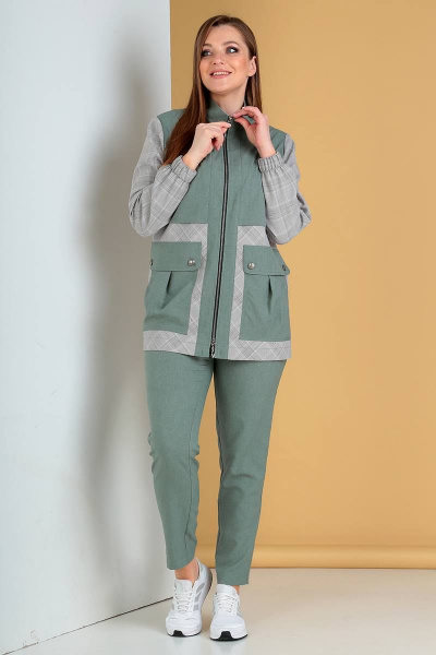 Брюки, куртка Liona Style 745 серо-зеленый - фото 1