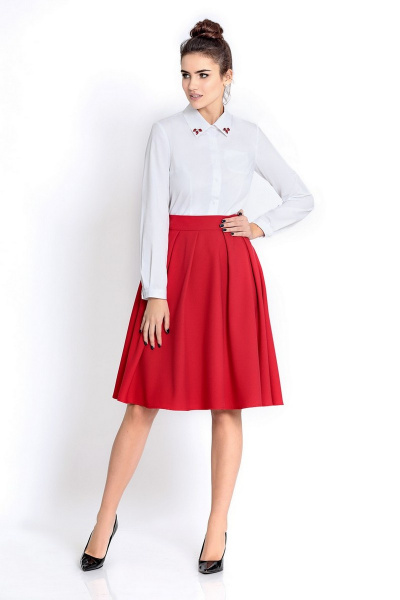 Блуза, юбка PiRS А306 белый+красный - фото 1