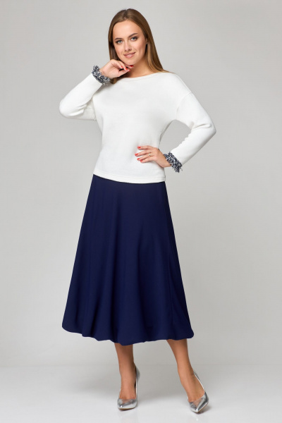 Туника, юбка Мишель стиль 1158 сине-белый - фото 8
