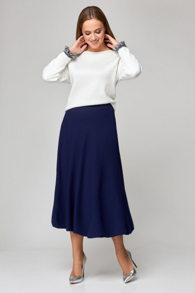 Туника, юбка Мишель стиль 1158 сине-белый - фото 1