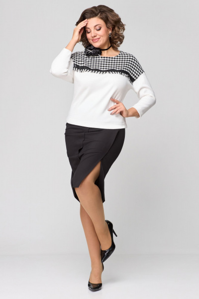 Туника, юбка Мишель стиль 1164 черно-белый - фото 1