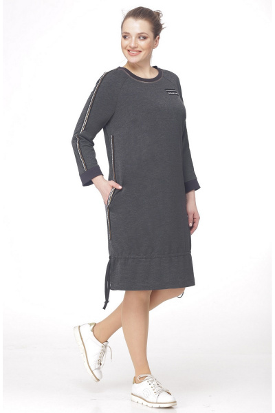 Платье LadisLine 906 серо-черный - фото 1
