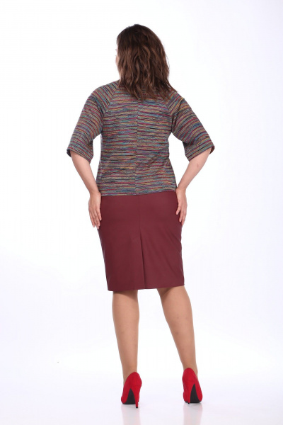 Блуза, юбка Klever 298/394 бордовый+мультиколор - фото 2