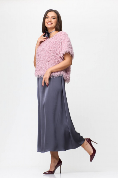 Джемпер, платье Karina deLux M-1194 графит/розовый - фото 3