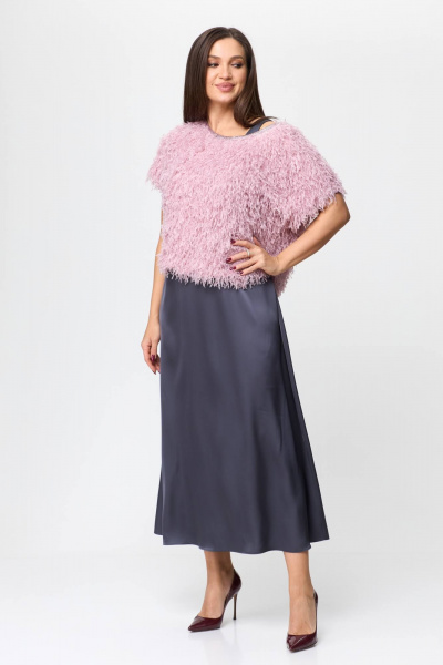 Джемпер, платье Karina deLux M-1194 графит/розовый - фото 2