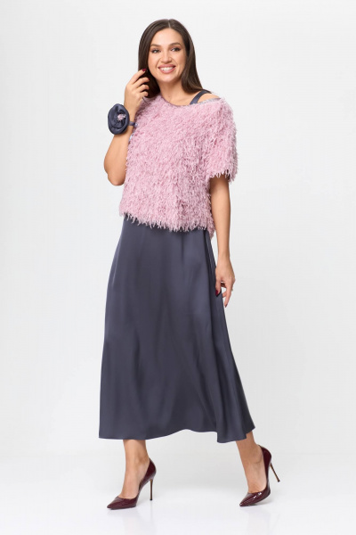Джемпер, платье Karina deLux M-1194 графит/розовый - фото 1