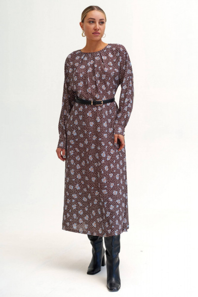 Платье Ivera 1131 коричневый, голубой - фото 3