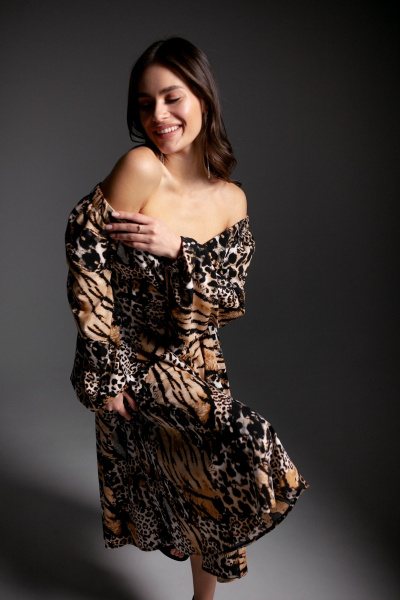 Платье Krasa М244-23 тигровый_леопард - фото 2