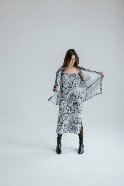 Платье, рубашка SK Brand SK7127 принт_змея_серый-черный - фото 11