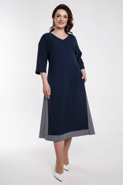 Платье Дорофея 576 синий,белый - фото 3