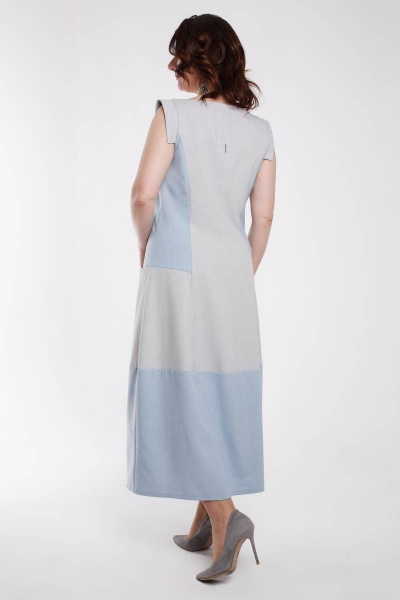 Платье Дорофея 577 серый,голубой - фото 2