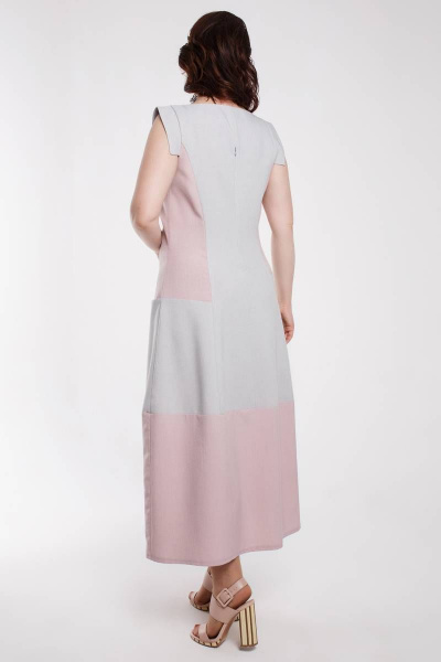 Платье Дорофея 577 серый,розовый - фото 3