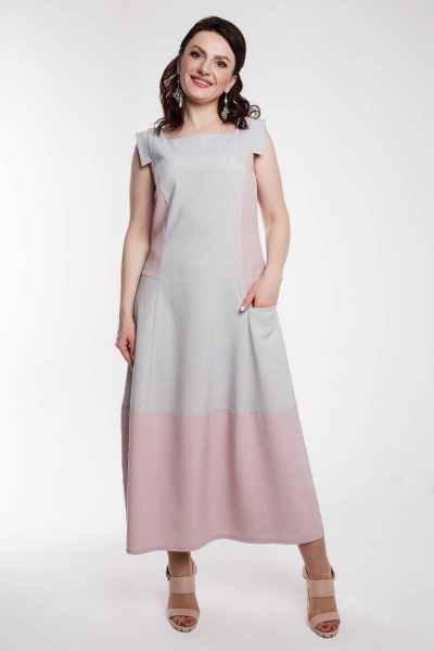Платье Дорофея 577 серый,розовый - фото 2