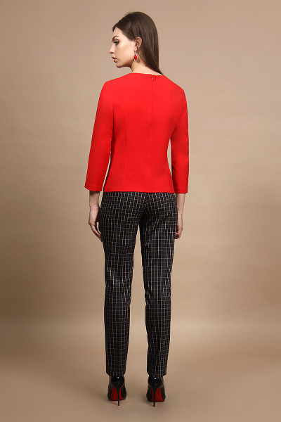 Блуза, брюки Alani Collection 687 красный+клетка - фото 2
