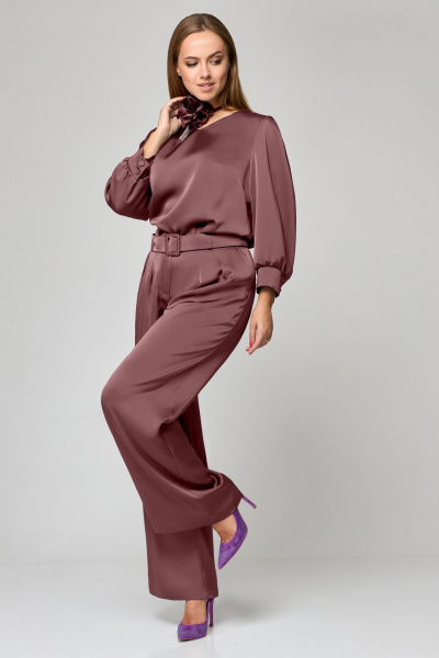 Блуза, брюки Мишель стиль 1160 розово-бежевый - фото 10