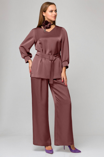 Блуза, брюки Мишель стиль 1160 розово-бежевый - фото 6