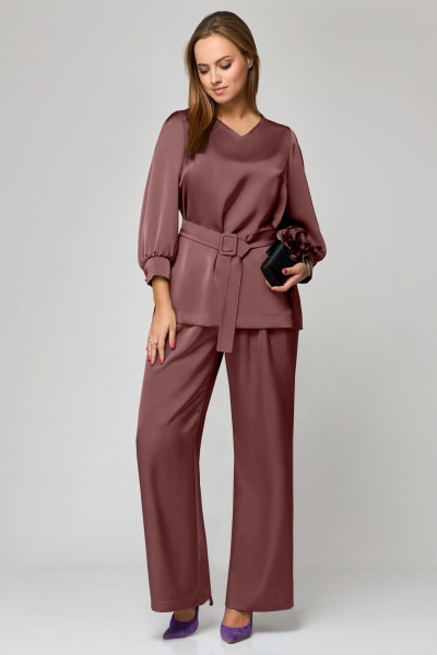 Блуза, брюки Мишель стиль 1160 розово-бежевый - фото 4