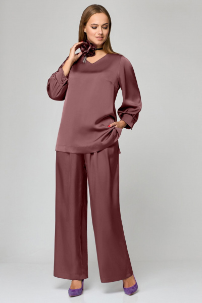 Блуза, брюки Мишель стиль 1160 розово-бежевый - фото 3