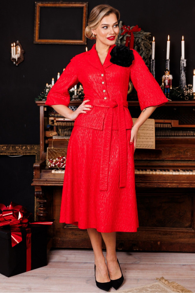Жакет, юбка Мода Юрс 2618-0 красный - фото 1