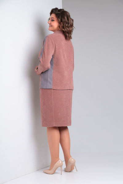 Жакет, юбка Tensi 367 розовый+серый - фото 7