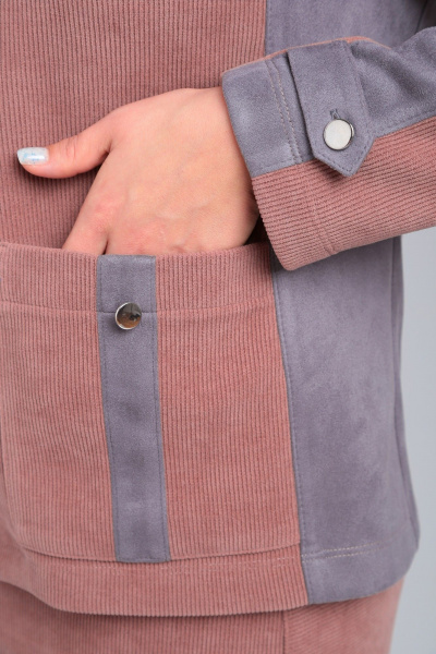 Жакет, юбка Tensi 367 розовый+серый - фото 6