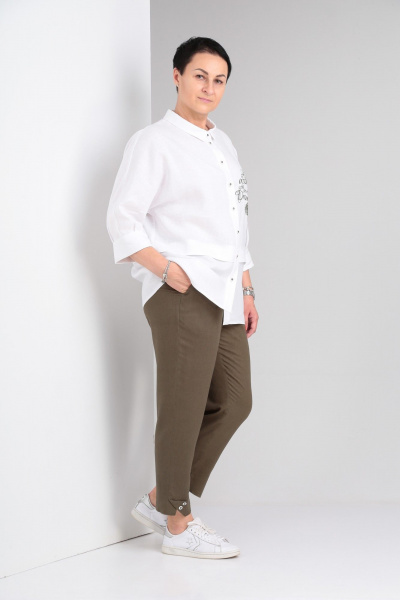 Блуза, брюки ZigzagStyle 437 хаки+белый - фото 2