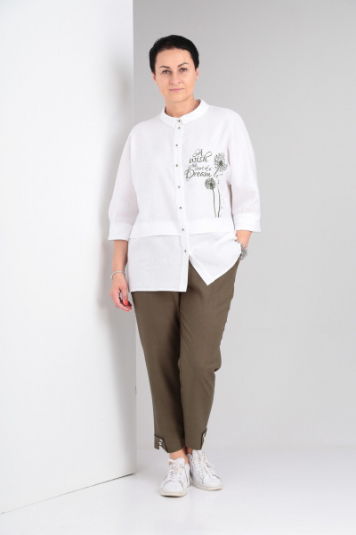 Блуза, брюки ZigzagStyle 437 хаки+белый - фото 1