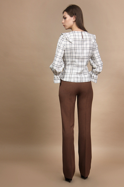 Блуза, брюки Alani Collection 661 белый+коричневый - фото 3