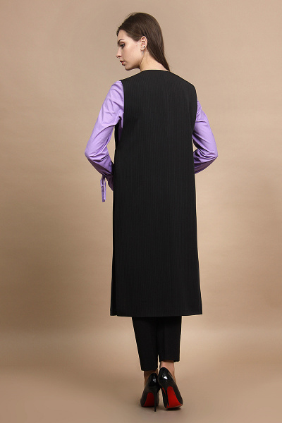 Блуза, брюки, жилет Alani Collection 681 сиреневый+черный - фото 3