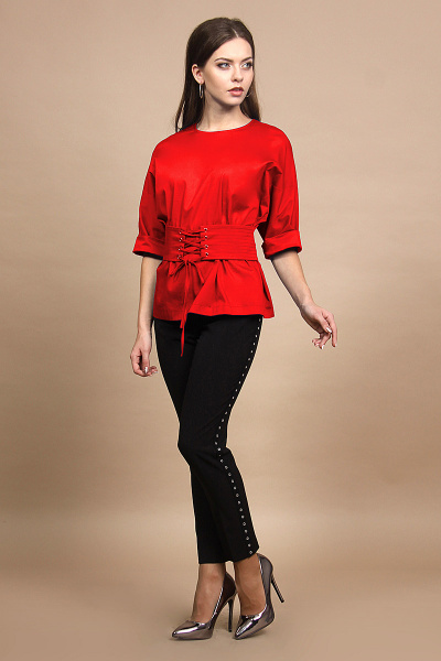 Блуза, брюки Alani Collection 639 красный - фото 1