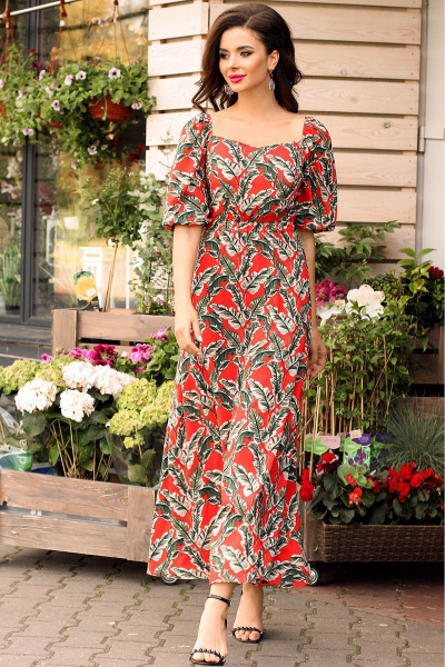 Платье Мода Юрс 2565 красный_зеленый - фото 3