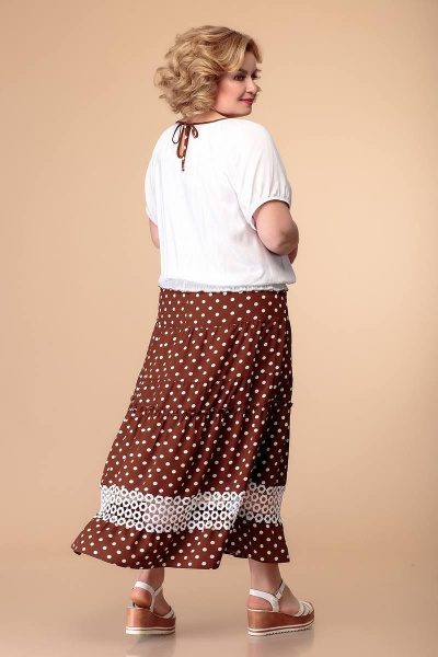 Блуза, юбка Romanovich Style 3-1017 белый/коричневый - фото 2