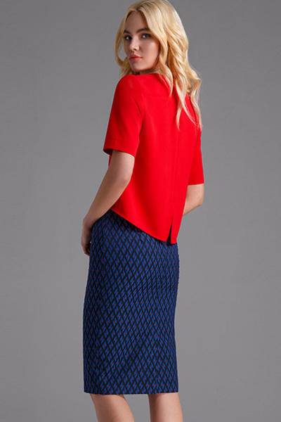 Блуза, юбка LaVeLa L2351 красный/синий - фото 3