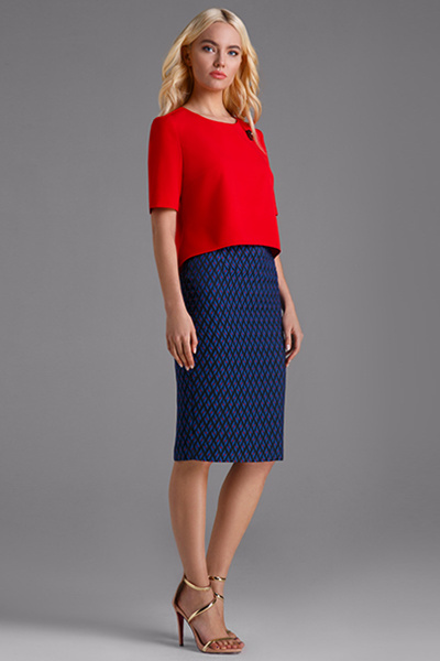 Блуза, юбка LaVeLa L2351 красный/синий - фото 1