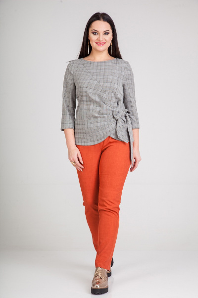 Блуза, брюки ELLETTO 5012 серый+терракотовый - фото 8