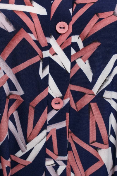 Блуза Дорофея 338 синий,бежевый,розовый - фото 3