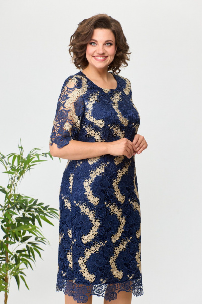 Платье Pocherk 1-001 сине-золотой - фото 7