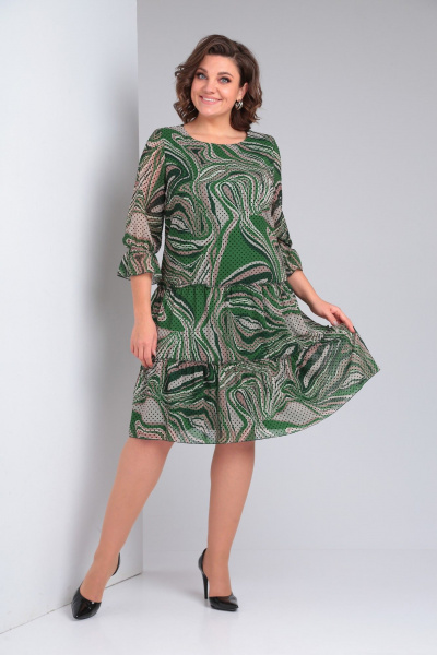 Платье Pocherk 1-013 зеленые_разводы - фото 3